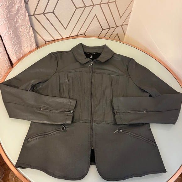 WHBM Gray Coated Moto Jacket Worn Once Like New - Picture 9 of 10
